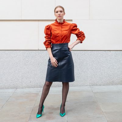 Kate A Line Leather Skirt