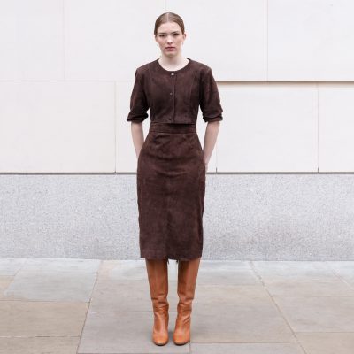 Isla Brown Suede Leather Skirt